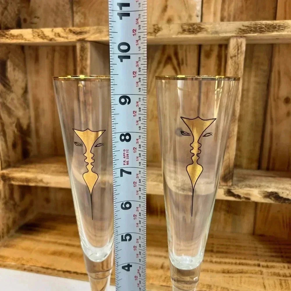 Ritzenhoff Tall Gilt Glasses, Beer Glass Pilsner Champagne 90’s Gold Face - Picture 2 of 16